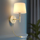 White Fabric Shade And Antique Brass Metalwork Wall Light With Flexible LED Light E72 60W White Fabric Shade And Antique Brass Metalwork Wall Light With Flexible LED Light E72 60W